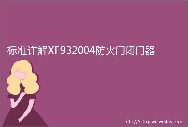 标准详解XF932004防火门闭门器