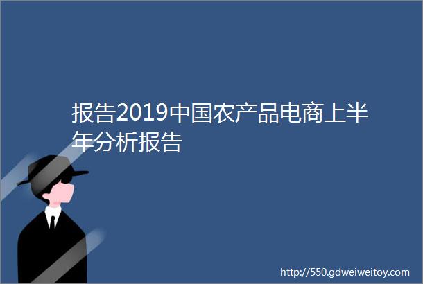 报告2019中国农产品电商上半年分析报告